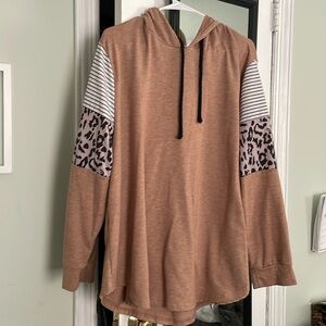 Plus size long sleeve hooded shirt